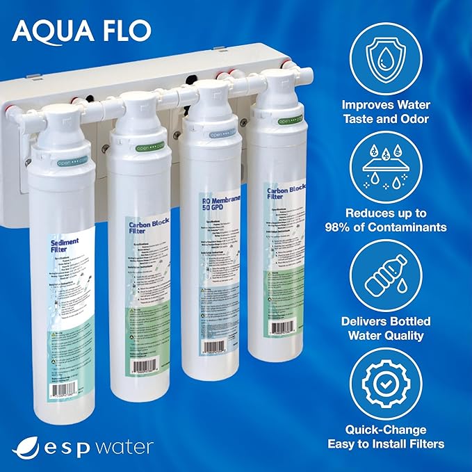 Genuine Aqua Flo Platinum QCRO RO Filter Kit with 50 GPD Membrane and Cartridges | 4-Stage Filtration, Easy Install, Contaminant Reduction, Improved Taste, Cost-Effective Water Solution