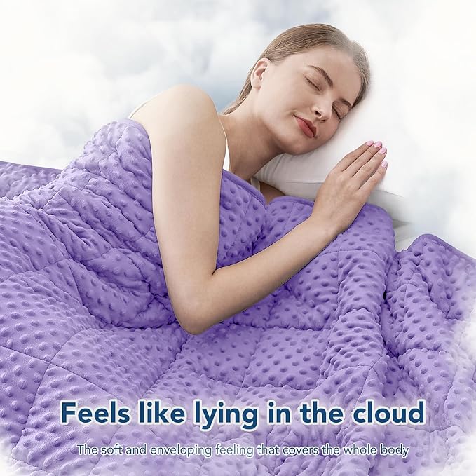 Topcee Weighted Blanket for Adults (15lbs 60"x80"), Minky Dots Heavy Blanket for Woman, Man Sleeping, Soft, Cozy and Cooling Weighted Throw Blankets, Machine Washable, Purple