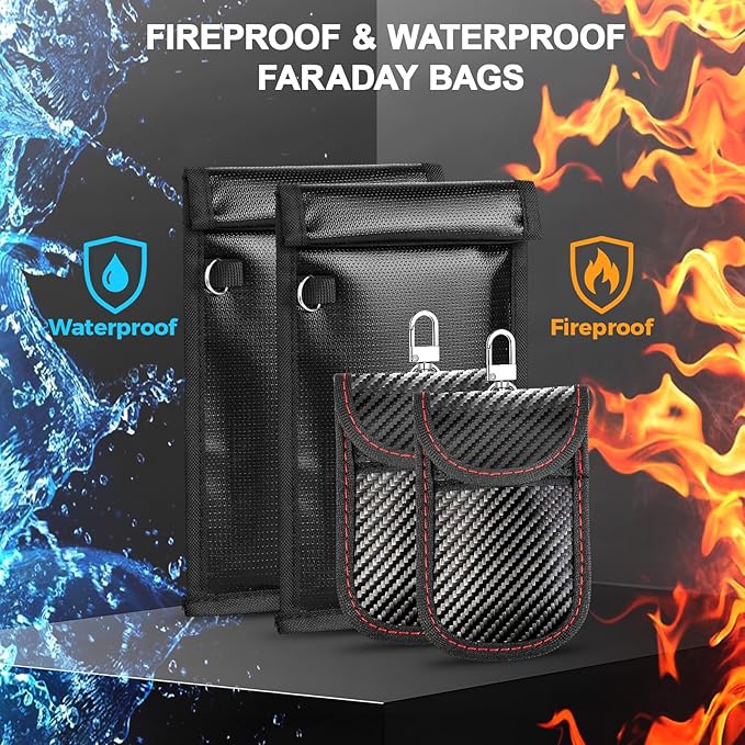 6pack Faraday Bags, Large Faraday Cage, Anti-Tracking Faraday EMP Bag for Laptops & Tablets & Phones & Car Keys, Fireproof & Waterproof RFID Signal Blocker Bag