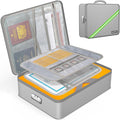 Document Organizer with 5200℉ Heat Insulated, 16.1"x11.4"x4.3" Waterproof and Fireproof Document Box with Lock, Home Strong Fireproof Safe Storage Box for Legal Size Documents and File，Silver