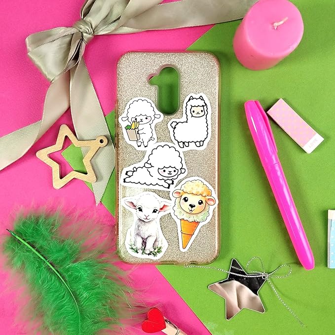 BulbaCraft 100Pcs Sheep Stickers, Lamb Stickers, Sheep Gifts for Women, Lamb Party suppliess, Gifts for Women & Men