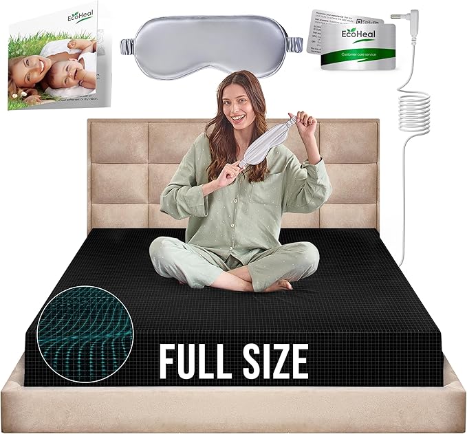 Earth Grounding Sheets Full Size with 12% Silver Fiber & 4% Silk & 84% Cotton - Black - Quality Certified Grounded Well Bed Sheet - Conductive Fitted Sheet for Better Sleep