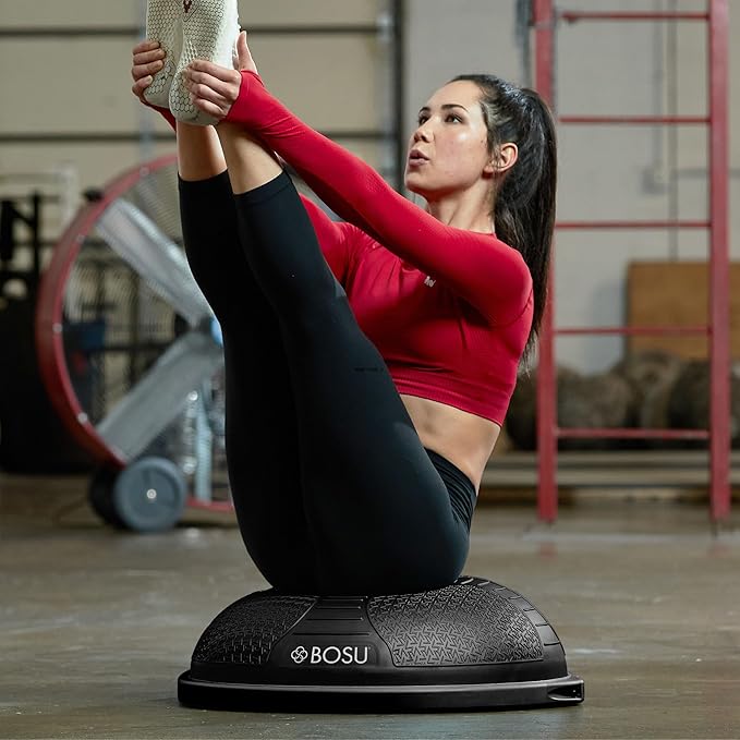 Bosu Half Ball Home Balance Exercise Trainer for Strength and Flexibility Workouts with Built to Last Burst Resistant Material and Hand Pump