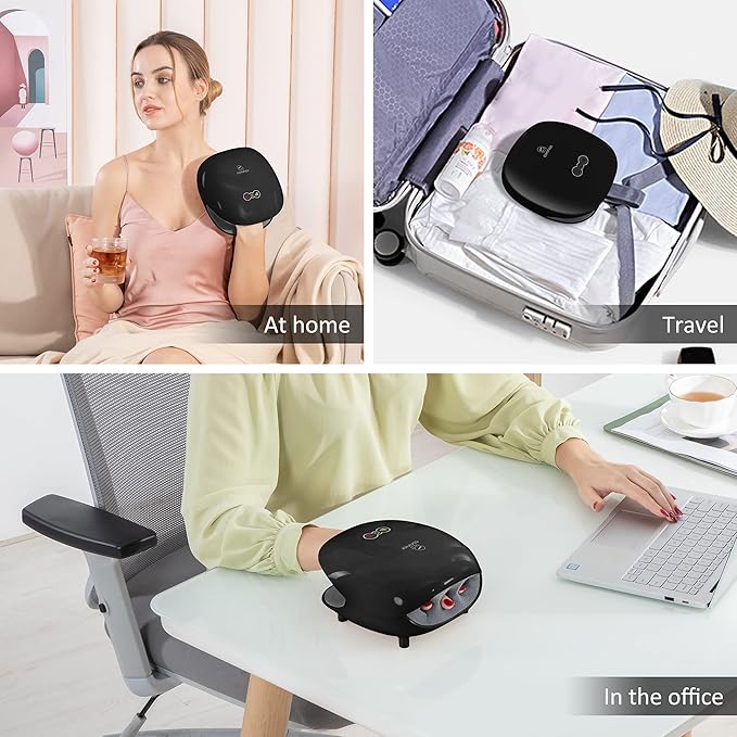 COMFIER Wireless Hand Massager with Heat -3 Levels Compression & Heating,Rechargeable Hand Massager Machine for Carpal Tunnel,Ideal Gifts for Women (Black)