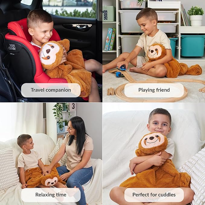 ODOXIA Weighted Lap Pad for Kids | Calming & Comforting | Weighted Lap Animal | Sloth Buddy | Sensory Weighted Animals | Weighted Lap Blanket for Sensory Needs | Carrying Bag Included | 5 Lbs