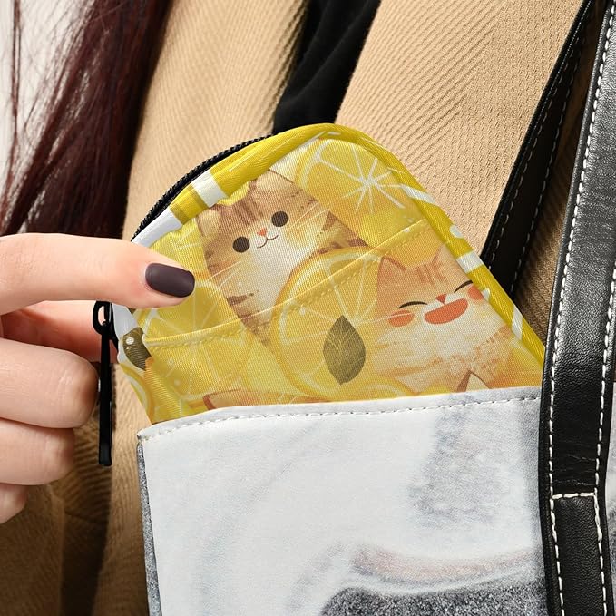 American Shorthair and Lemon Yellow Cute Pill Organizer 7 Day Large Capacity Pill Dispenser Case with 8 Pill Compartments Daily Pill Box Organizer Vitamin Holder