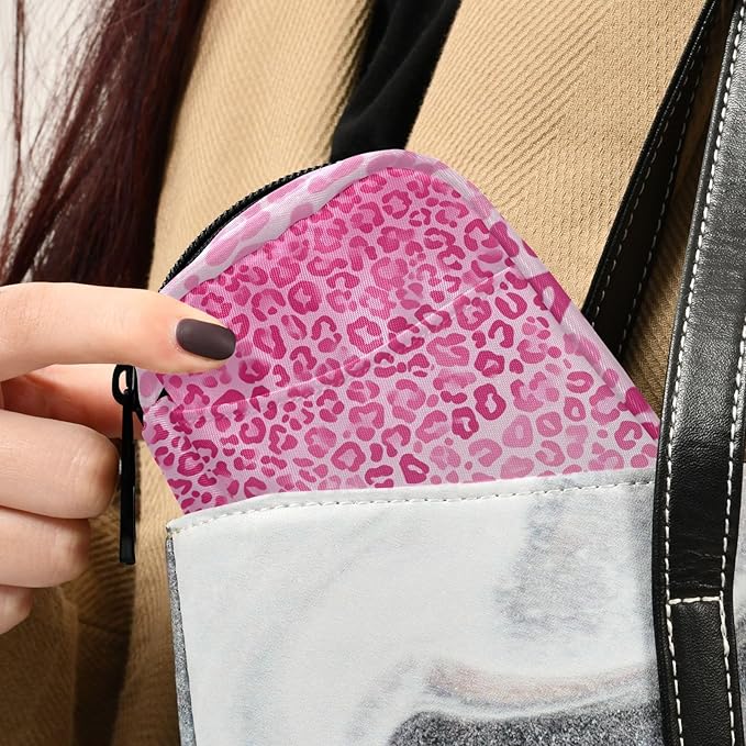 Gradient Pink Leopard Print Travel Pill Organizer Case Box Container Weekly Portable Vitamin Medicine Holder Storage Bag with Zipper Removable