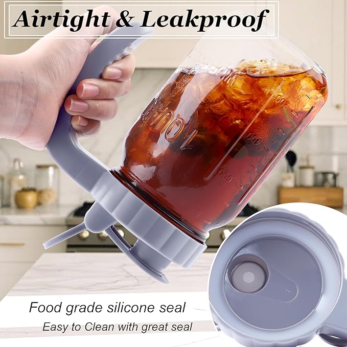Mason Jar Pitcher 32 OZ With Pour Spout Lids Wide Mouth Breast Milk Pitcher 1 Quart Glass Milk Jug With Flip Cap Airtight & Leakproof Water Carafe For Fridge, Coffee, Iced Tea, Lemonade, Juice