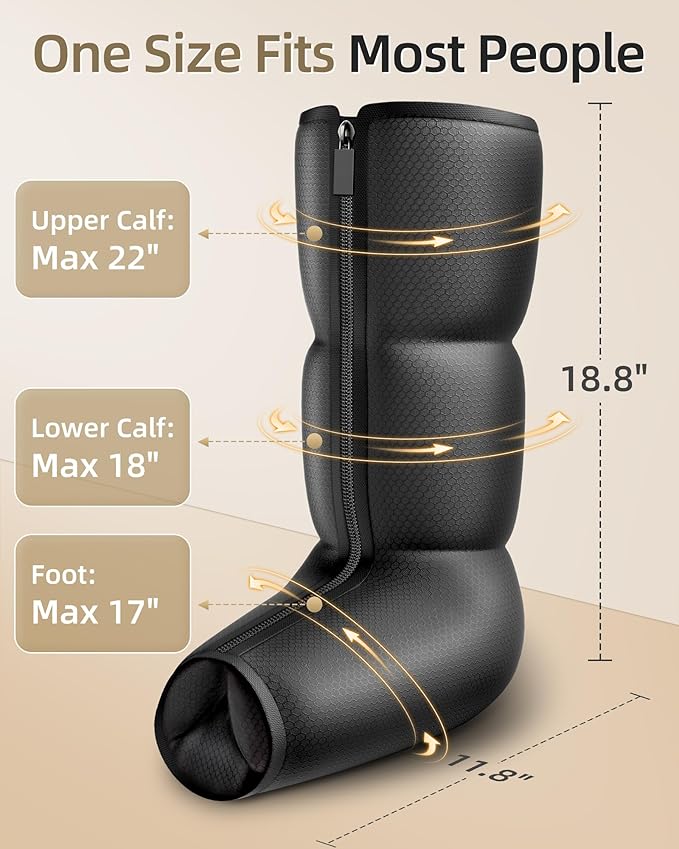 YINGGG Leg Compression Massager with Heat, Foot & Calf Massager Boots for Circulation and Pain Relief, Professional Sequential Compression Boots with 6 Modes, 6 Intensities, 3 Heat-M