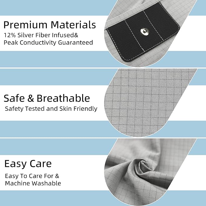 Grounding Sheets King Size, 12% Silver Fiber 88% Organic Cotton Fitted Grounded Sheet, Earthing Fitted Sheet with Ground Connection Cord for Better Sleep (71"x 80"x 15", Gray)