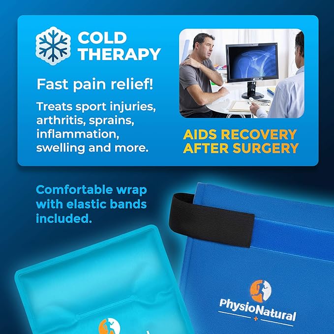 Universal Large Flexible Gel Ice Pack & Wrap - Cold Therapy for Your Hips, Shoulders, Elbow, Back, Knees – Instant Pain Relief for Injuries, Recovery, Swelling, Aches, Arthritis, Bruises & Sprains
