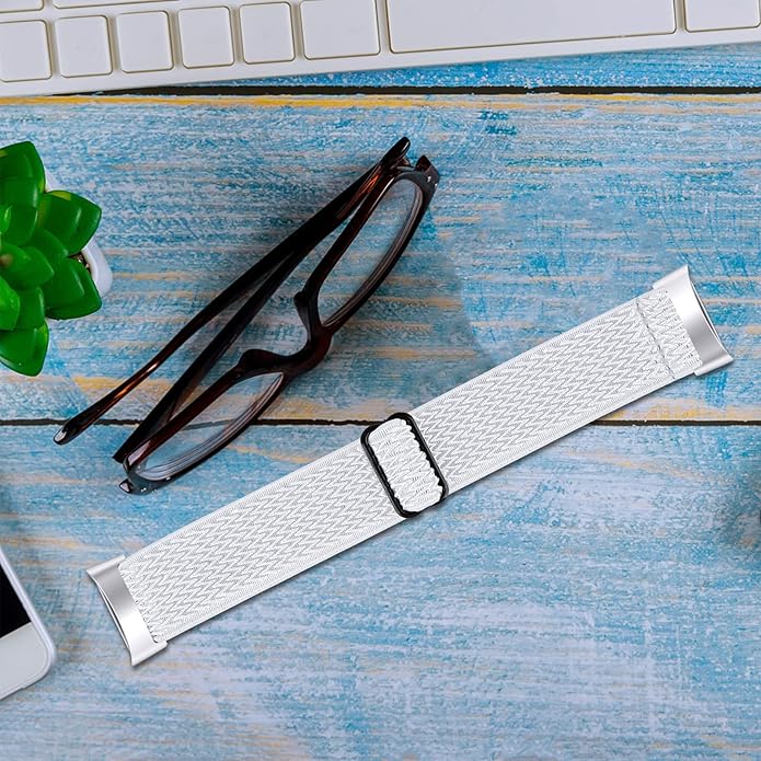 Lijinlan Nylon Band Compatible with Fitbit Charge 5 Advanced Fitness & Health Tracker, Elastic Woven Strap Stretchable Wristband Watch Bands Replacement for Charge 5 for Women Men