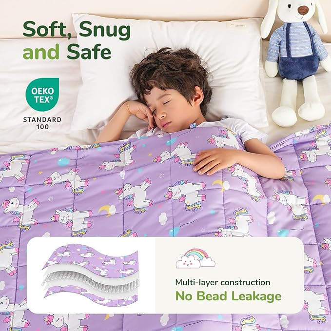 Sivio Weighted Blanket 5lbs, Cooling Weighted Blanket, Breathable Heavy Blankets for Sleeping, Washable Small Weighted Throw Blanket, 36"x48"-5lb, Purple Pony Pauly