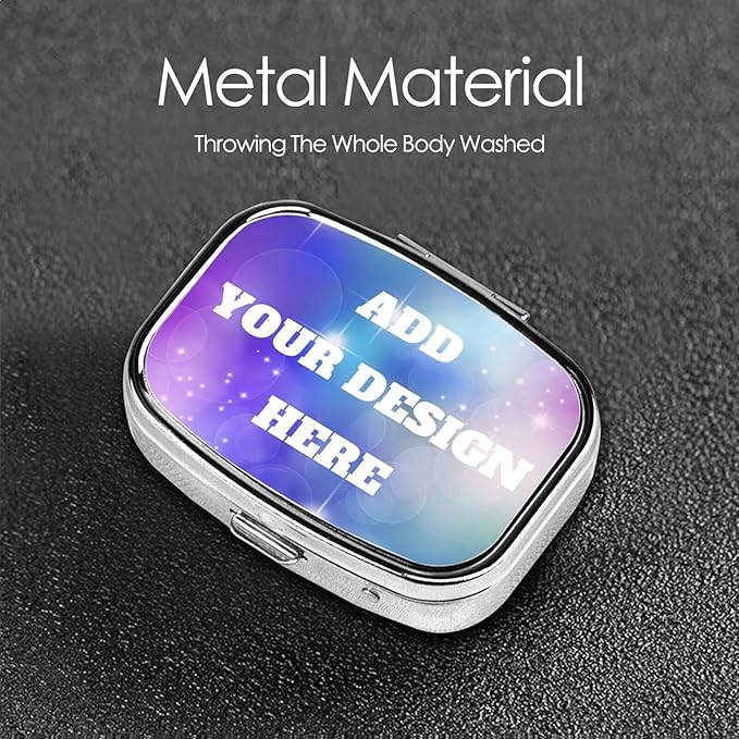 Custom Personalized Pill Case Storage for Pocket, Purse and Travel, Create Your Own Three Compartment Pill Box, Square Size 2 Inch