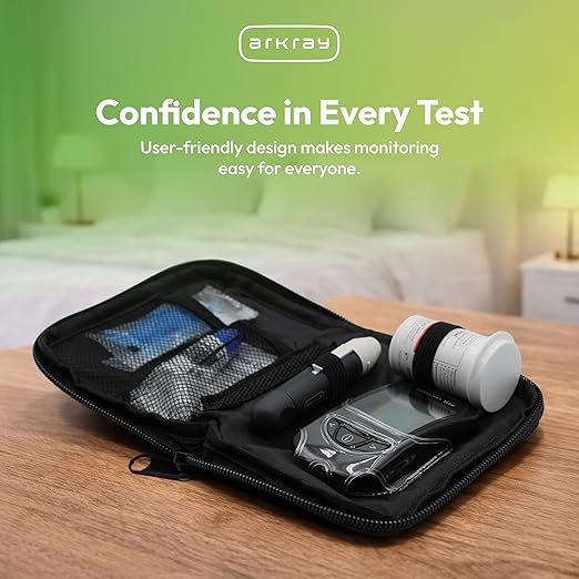 ARKRAY GLUCOCARD Vital Blood Glucose Meter Kit – Complete Glucose Monitoring System with Meter, 10 Test Strips, 10 Lancets, Control Solution, Lancing Device & Carrying Case