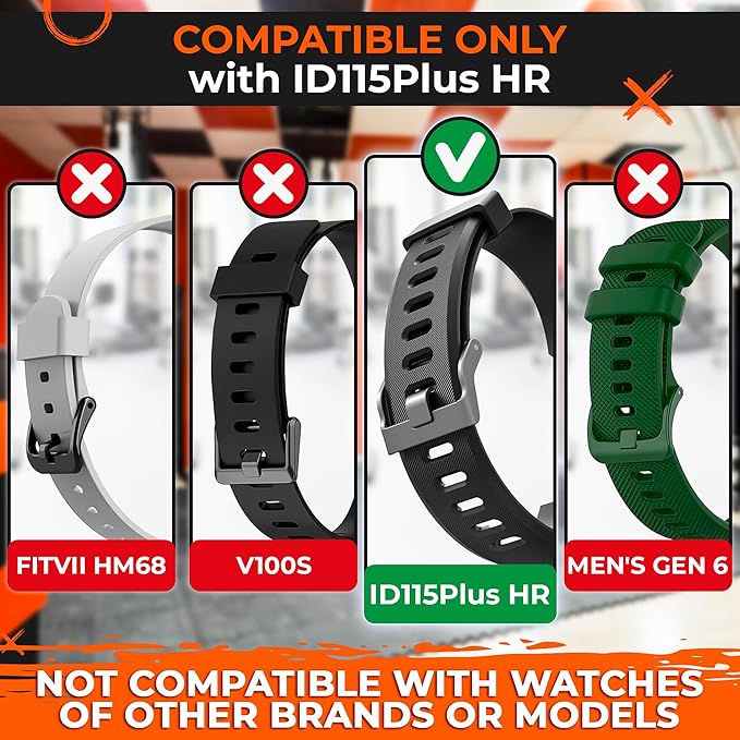 Reluen 2-Pack Bands Compatible with ID115Plus HR — Adjustable Silicone Wrist Straps