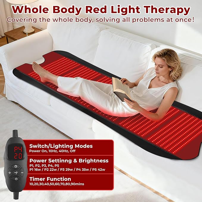 Red Light Therapy for Body, 76.8"x39.4" Large Size Red Light Therapy Mat Dual Wavelength 660nm & 850nm Fully Red Light Blanket with Remote Timer, Gifts for Men Women Elderly Lover Friends Family