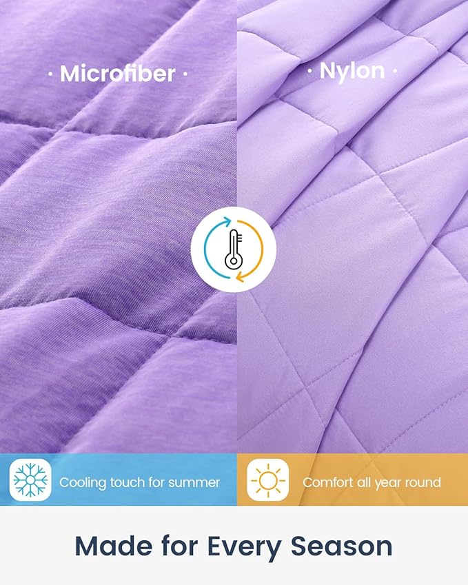 Drewin Weighted Blankets for Adults, 20lbs Queen Size Weighted Blanket for Deep Sleep, Soft Breathable Bed Cool Blanket with Premium Cemaric Bead, All Season, 60 x 80 inches, Purple