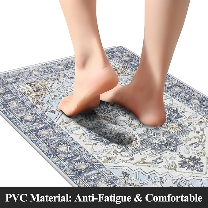 Cushioned Kitchen Rug Sets 3 Piece Anti Fatigue Kitchen Mats for Floor Non Slip Waterproof Kitchen Rugs and Mats Comfort Standing Mat Runner for Home Office,Sink,Laundry
