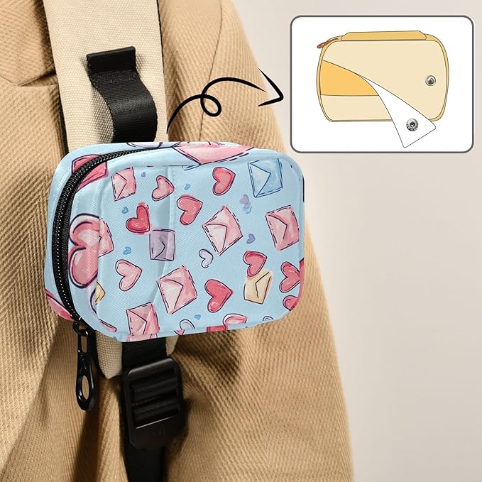 Pink Hearts Blue Letter Travel Pill Organizer Case Box Container Weekly Portable Vitamin Medicine Holder Storage Bag with Zipper Removable