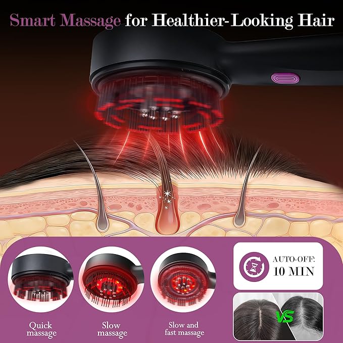 3-in-1 Rechargeable Scalp Massager Hair Growth Oil Applicator, Gentle Scratching & Kneading, IPX7 Waterproof, Electric Head Massage Tool for Home Spa, Portable Scalp Brush for All Hair Types