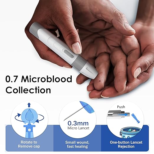 G-425-3 Blood Glucose Monitor Kit, 100 Test Strips, 100 Lancets, 1 Blood Sugar Monitor, 1 Control Solution, 1 Lancing Device, Diabetes Testing Kit, No Coding, Large Display, Glucometer for Home Use