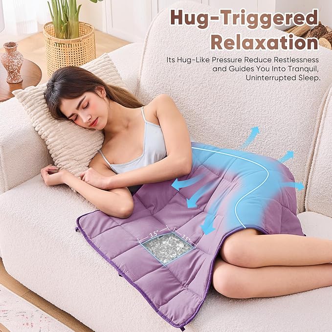 Purple Weighted Lap Blanket for Adults 5lbs, 24"x29" Cooling Heavy Throw Blanket, Portable Travel Weighted Blankets, Soft Small Blankets Gift for Sleeping