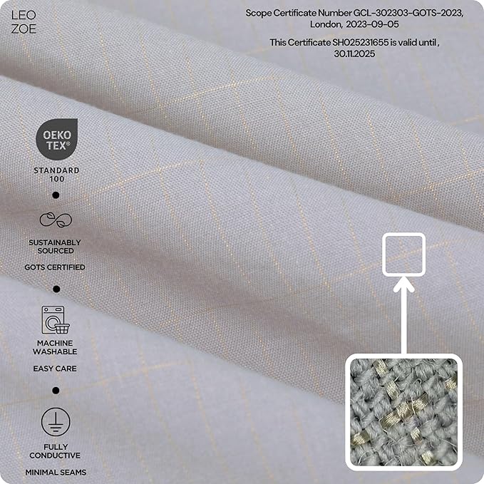 Premium Fitted Grounding Sheet - Gray, King (78"x80"), 95% Organic Cotton, 5% Silver Thread, 15' Upgraded Earthing Cord, for Better Sleep & Wellness with Holistic Alignment