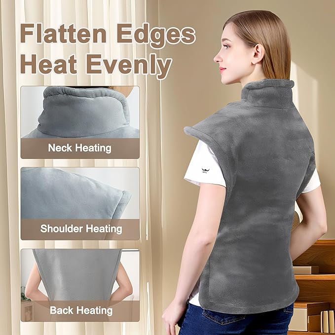 Heating Pad for Back Pain Relief，Birthday Gifts for Women Men Mom Dad,Large Fast Heating Pad for Neck and Shoulders and Back，Portable Wearable BackHeating pad，6 Heat Settings，4 Timers Auto-Off,35"x26"