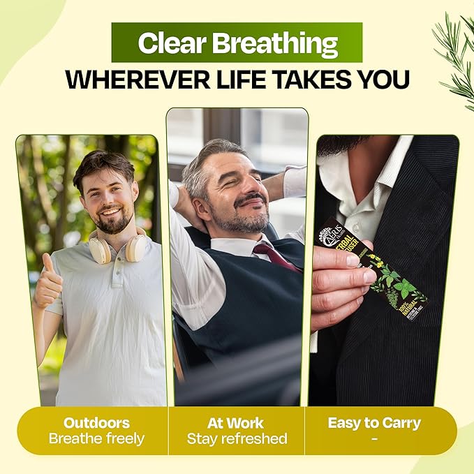 Herbal Flavored Air Device | 100% Natural Mullein, Thyme, Eucalyptus & Menthol | Smokeless Inhaler | Crisp Menthol Freshness for Clean Breathing