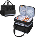CURMIO Double Layers Pill Bottle Organizer Bag Empty, Medicine Organizer Storage Case with Lockable Zippers, Medication Travel Bag for Prescription Bottles, Medical Supplies, Black (Patent Design)
