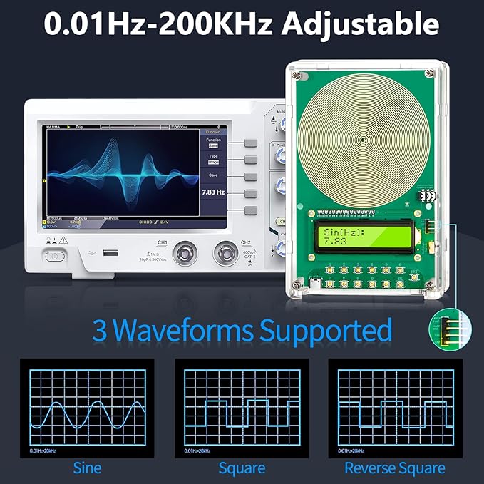 Frequency Generator for Healing – 7.83Hz Schumann Resonance Sound Therapy Device with Acrylic Case for Sleep aid, Meditation, Stress Relief & Yoga (0.01Hz–200kHz)