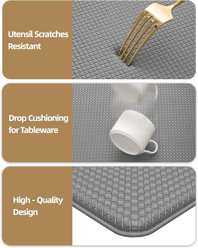Color&Geometry Anti Fatigue Cushion Kitchen Mat for Floor -17"x29",Easy Clean, Water & Oil Proof, Anti Slip, Foam Rubber Runner Rug for Front Sink Comfort Standing,Grey