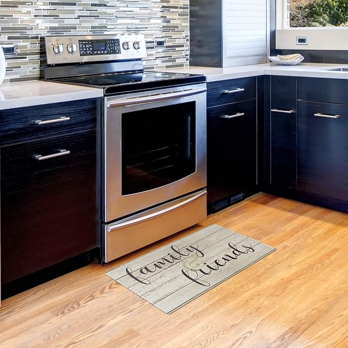 J&V TEXTILES Anti Fatigue Kitchen Mat for Floor, Embossed Themed Cushioned Kitchen Runner Rug Mat, Non Slip, Easy Wipe Clean, 1/2 Inch Thick (20x39 inches, Family & Friends)