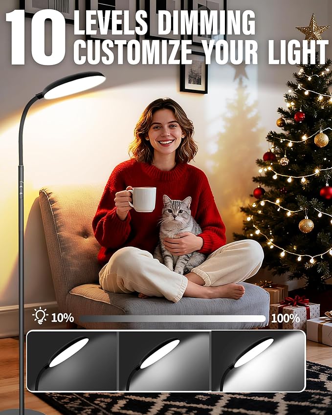 LanAqua Light Therapy Lamp, 11000 Lux UV-Free Happy Therapy Lamp with Touch & Remote Control, Full Spectrum Sunlight Lamp with 10 Brightness & 3 Color Temperatures, Light Therapy Floor Lamp with Timer