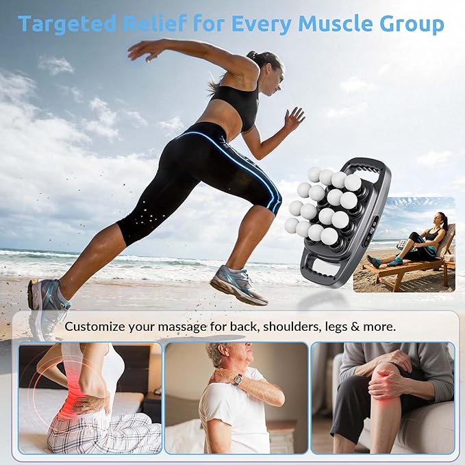 16-Head Professional Massage Gun, Deep Tissue Percussion Massager with 3 Modes & 30 Levels, Quiet Powerful Motor for Muscle Recovery, Pain Relief Device for Back, Neck, Shoulders