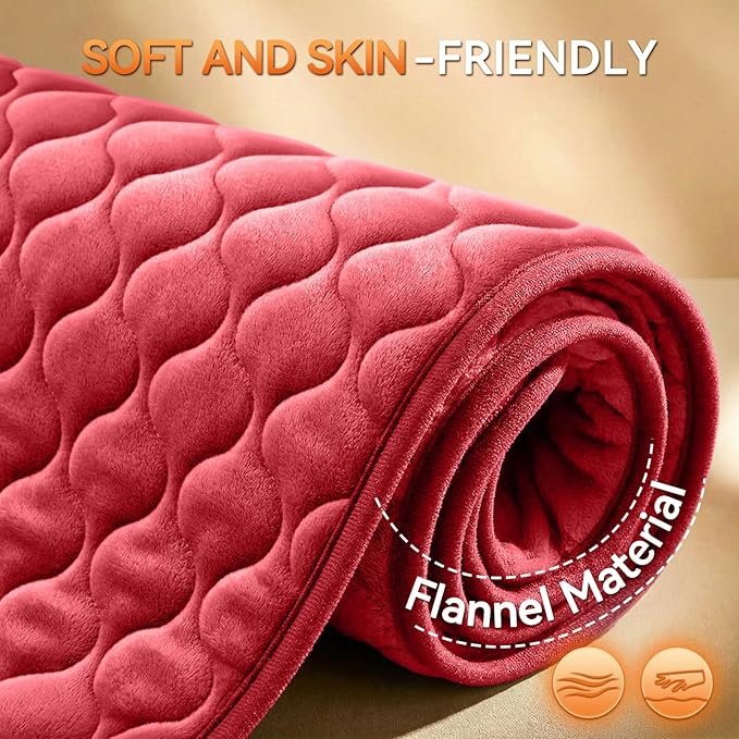King Size Heating Pad for Back Pain 32"x24" Extra Large Electric Heating Pad for Period Cramps Relief & Body Neck Shoulder Auto Shut Off Heat Pad Temperature Settings Machine Washable Red