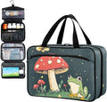 Fustylead Cute Frog and Red Mushroom Butterfly Travel Medicine Organizer Bag Home Storage First Aid Kit Large Pill Case with Zipper for Pill Bottle, Vitamins, and Medical Supplies