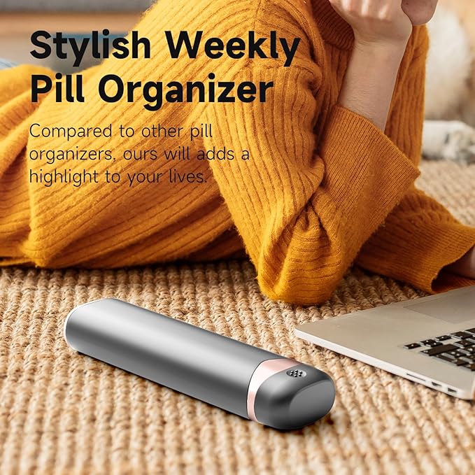 Weekly Pill Organizer, 7 Day Pill Box, Cute Pill Case for Travel, Daily Pill Dispenser Holder Container for Medicines Vitamin Finish Oil