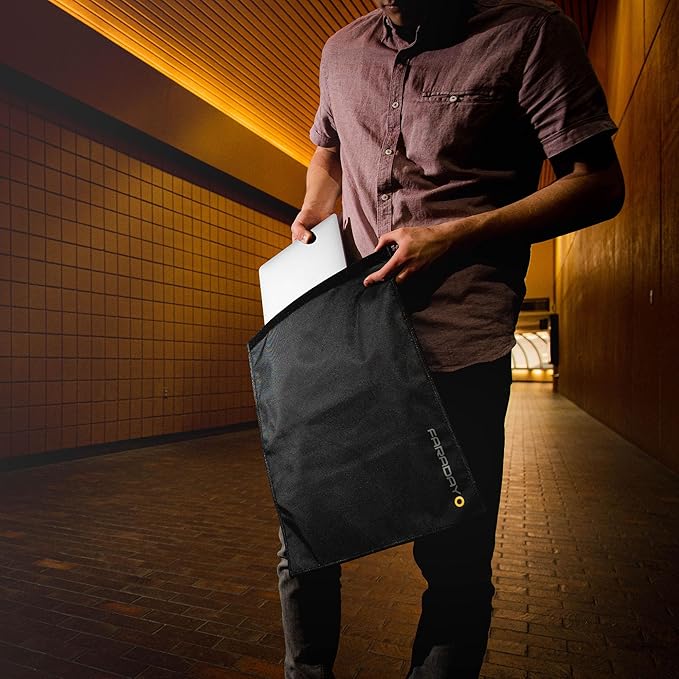 Faraday Defense Bag Jacket for Phones, Tablets, & Laptops | Device Shielding - Law Enforcement & Military, Data Security, Privacy, Anti-Tracking Anti-Hacking (Laptop) Black