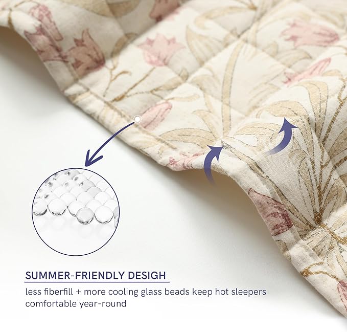 YnM King Size Linen Weighted Blanket for Adults (88x104 Inches, 20 Pounds, Campanula), Exclusive Smallest Compartments, Heavy Bed Blanket for Two Persons of 90~160lbs on Queen or King Bed