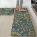 GENIMO Kitchen Mats for Floor 2PCS, Cushioned Kitchen Rugs Non Slip Washable, Farmhouse Anti Fatigue Mat Waterproof, Comfort Standing Mat Rug for Office, Home, Laundry, 17.3"x47"+17.3"x30", Green