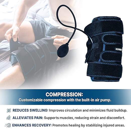 Koprez Knee CryoPump | Adjustable and Reusable Knee Ice Pack Wrap for Knee Pain Relief | Universal Fit with Adjustable Compression Pump | Knee Ice Wrap for Men and Women