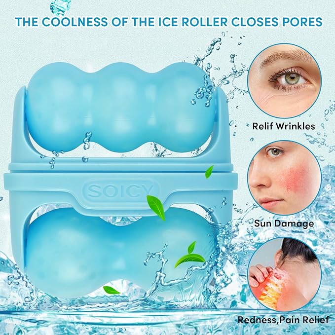 Ice Roller for Face,Eyes,Cooling to Tighten Brighten Complexion,Soothing Skin Care Tool,Massager Under Eye Puffiness,Gift for Women