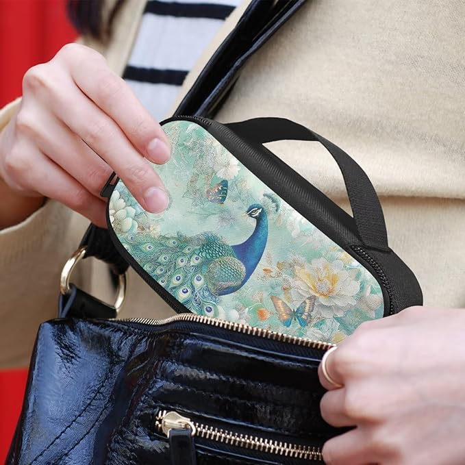 Peacock Flowers Insulin Pen Cooler Travel Case Easy to Use Glucose Meter and Diabetic Supplies Storage Carrying Bag for Needles,Insulin Cartridges,Tester Strips