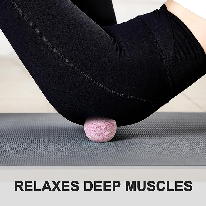 Massage Lacrosse Ball for Myofascial & Trigger Point Release, Muscle Knots, Yoga Therapy – Improves Joint Mobility & Relieves Pain – Back, Neck, Plantar Fascia, HIPS – 2.5-Inch Pink Rubber