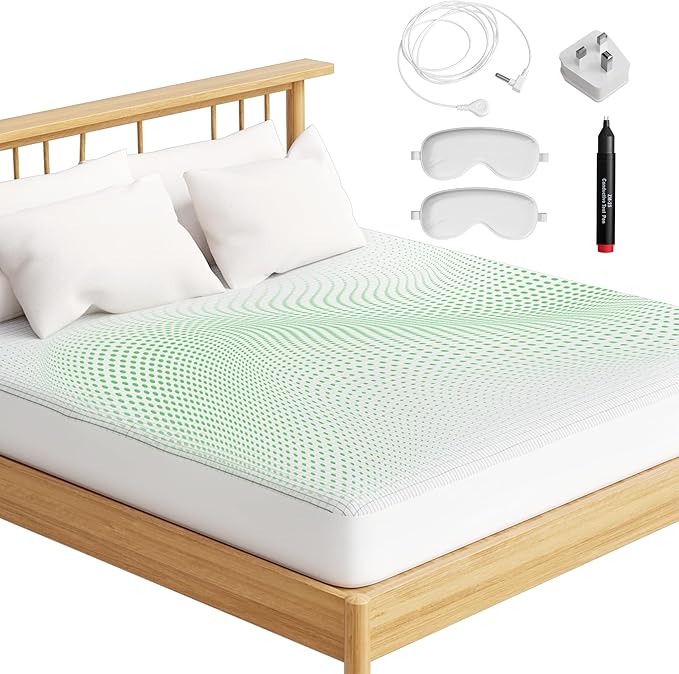 Grounding Sheet (Organic Cotton with Silver Fibres), Deep Sleep, Recovery & Sleep Optimisation, Grounded Bed Sheet for Natural Sleep Therapy, Breathable Fitted Sheet, Deep Pocket, Queen, White