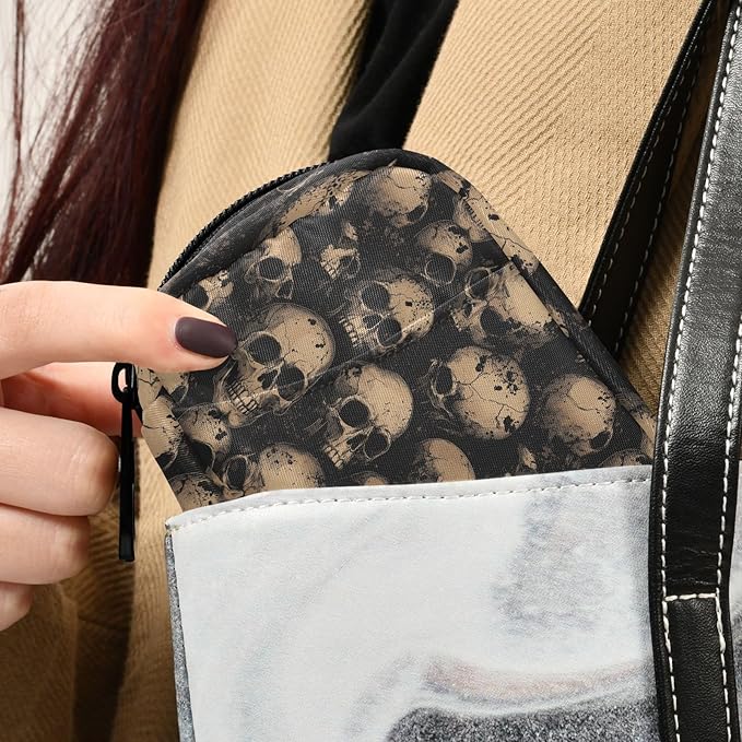 Weekly Pill Organizer Case Skull Abstract Travel Portable Pill Bag for Medicine Vitamin Large Capacity Zipper Medicine Organizer