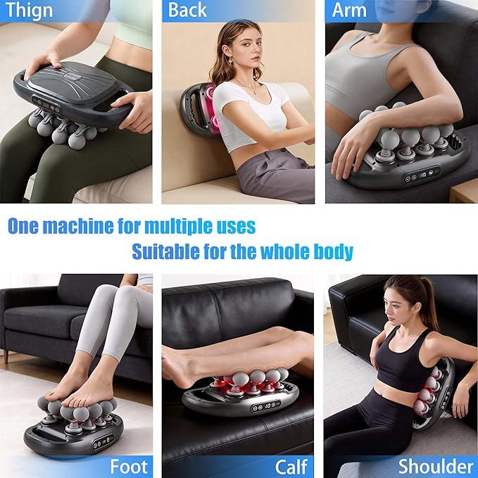 16 Head Massage Gun Deep Tissue, High Power Percussion Massager with 9 Styles & Levels, Uiet Muscle Massage Gun for Back, Shoulders, Legs, Foot, Body Muscle Pain Relief