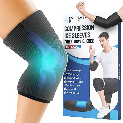EverlastingIce Knee Ice Pack Wrap Compression Sleeve for Injuries | Hot & Cold Therapy Ice Pack for Knee, 360° Coverage | Reusable for Elbow, Ankle, Wrist - Medium